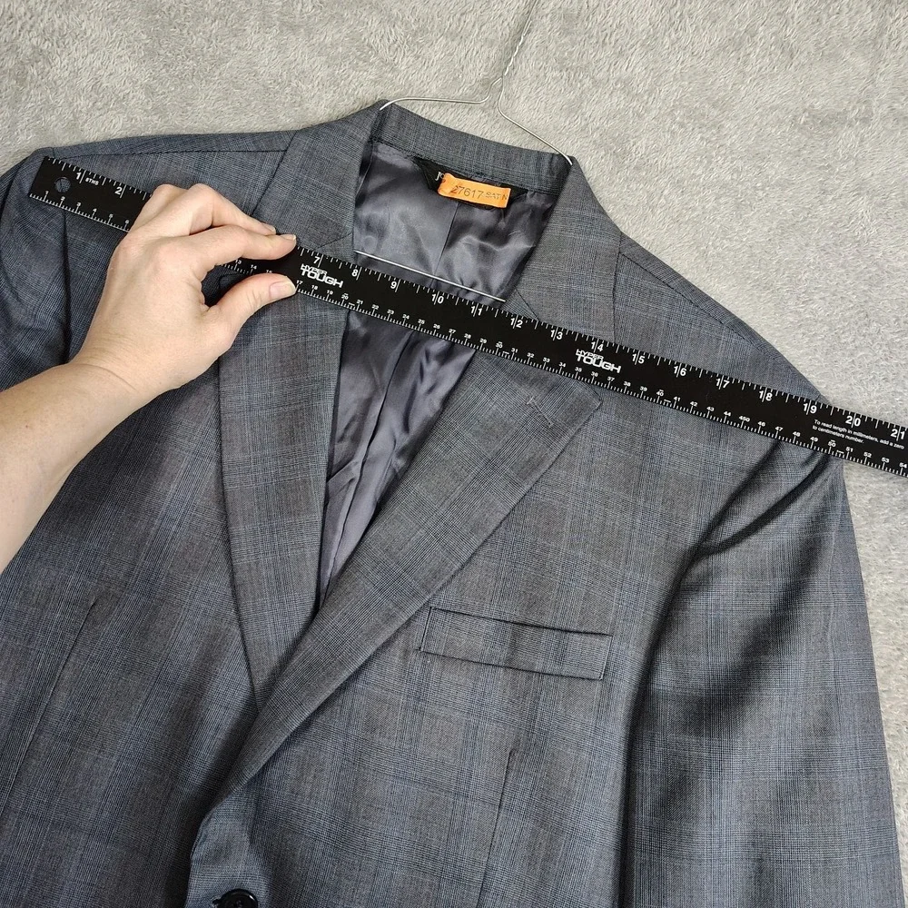 Jos A Bank Sport Coat Mens 42S Blue Glen Plaid‎ Blazer Jacket Wool Silk 2 Button